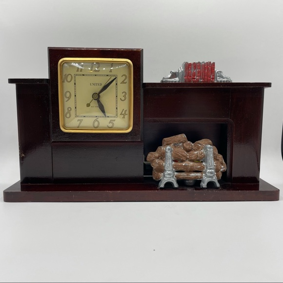 Vintage United Electric Fireplace Clock Light
